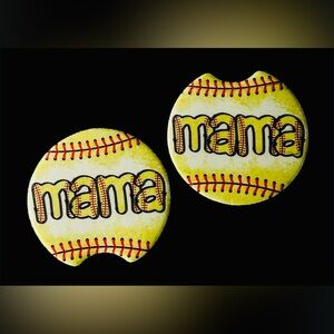 Yellow Baseball Car Coasters